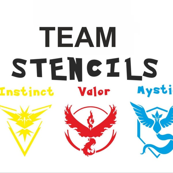 Stencils Instinct Valor Mystic Teams  logo reusable stencils for Street-Art, Painting, art supply, wall art, A5,A4,A3 format