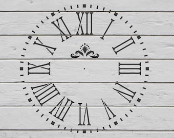 Clock Stencil: reusable craft stencils, Plastic Custom Stencil, roman numeral clocks, Roman Numeral, Plastic pochoir, square clock face