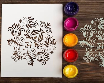 Pochoir damassé: Pochoirs réutilisables pour la peinture Décor mural et artisanat, pochoirs de fleurs, tailles personnalisées