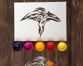 Black Raven Custom Stencil: reusable craft stencils, Got plastic template for painting Black Crow Bird Raven art