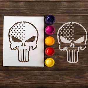Stencil Punisher Skull American Flag: herbruikbare aangepaste stencils voor DIY spuiten scrapbooking crafting militaire muur kunst leger houten teken