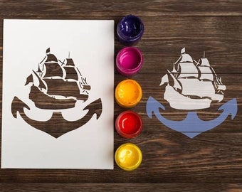 Anchor Boat Stencil: pochoirs personnalisés réutilisables pour bricolage, art mural, peinture au pistolet, enseigne de voilier, gabarit de pochoir de navire, décor nautique