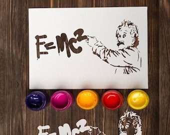 Banksy Stencil Albert equation E=mc2: reusable stencil template for craft painting, perfect graffiti stencil for spray paint street art