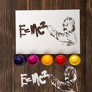 Banksy Stencil Albert equation E=mc2: reusable stencil template for craft painting, perfect graffiti stencil for spray paint street art