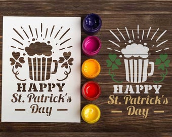 Custom Stencil St. Patrick's Day: Reusable stencils for Painting, wood signs, beer crafts, cakes, wall art, Irish Happy Saint Patricks decor