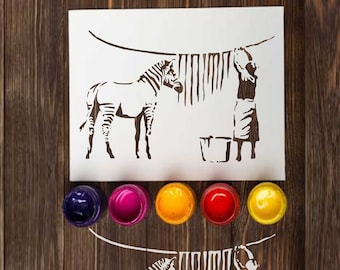 Pochoir Tête De Zèbre De Face, En Plastique Réautilisable à Volonté