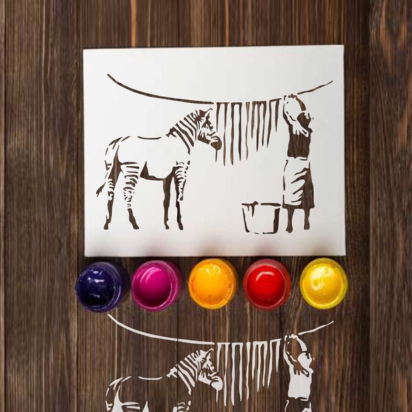 Stencil Banksy Zebra Stripes Wash: herbruikbare aangepaste stencil sjabloon voor DIY ambachtelijk schilderen, perfecte graffiti stencil voor spuitverf Muur