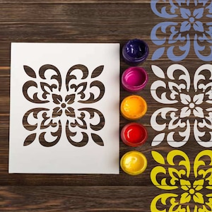 Tile Stencil: Reusable plastic stencils for painting wall decor DIY craft plaster stencil template Furniture Geometric Moroccan Home decor