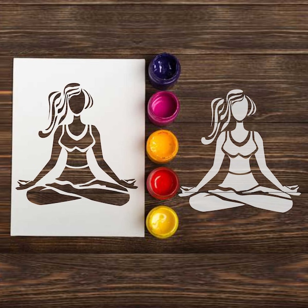 Yoga Custom Stencil: Reusable stencils for decoration and painting, wall art, wooden signs / meditation zen namaste, yoga pochoir template
