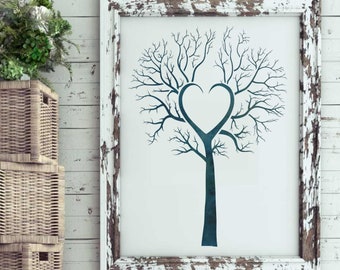 Heart Tree Stencil for Crafts: Reusable Custom stencil template for painting trees of love with hearts