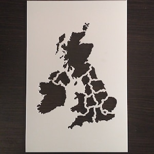 Estêncil de mapa das Ilhas Britânicas: estêncil de contorno de mapa de plástico do Reino Unido e Irlanda, modelo da Grã-Bretanha para decoração, arte de parede mapa do Reino Unido reutilizável