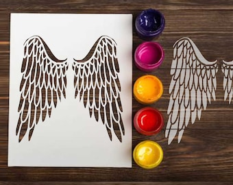 Angel Wings Stencil: Reusable stencils for painting and DIY craft mylar stencils textile painting wood signs art, stencil on plastic 20 Mil