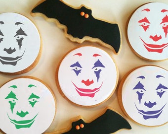 Joker Custom Cookie Stencil: Reusable  stencil template for DIY and painting new Joker face on cookies cake wood sign, Small and Large sizes