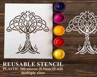 Celtic Tree Of Life Custom Stencil, reusable stencils for painting DIY craft Irish wall art Tree Design Norse Viking Odin Valhalla decor