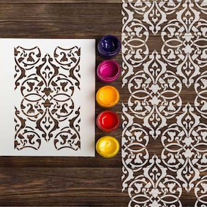 Arabesque Ornament stencil, herbruikbare muur stencils voor het schilderen van kunst aan de muur home decor, verhoogd gips stencil Marokkaanse Arabische tegels patroon