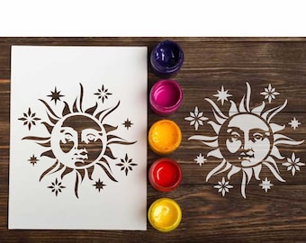 Sun Custom Schablone für Wandkunst: Wiederverwendbare Kunststoff Schablonen zum Bemalen auf Holzschild, DIY Basteln, Möbel / von Klein bis Groß