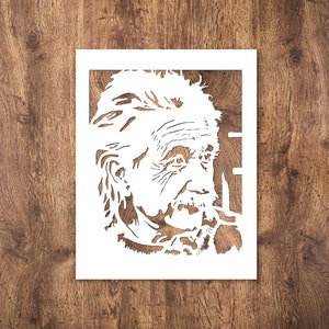 Albert Portrait Stencil: reusable custom stencil for painting DIY craft small and large wall art plastic 20 mil Legendary scientist decor