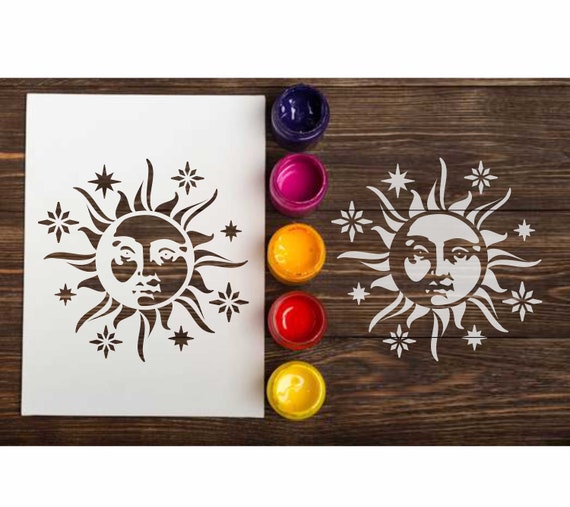 Sun Custom Stencil for Wall Art: Reusable Plastic Stencils for