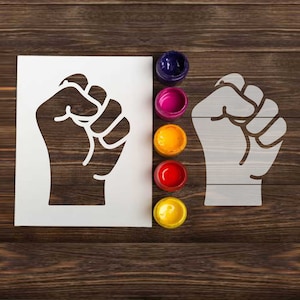 Resistance Fist Stencil: Reusable Custom stencil for painting DIY craft Mylar Plastic Stencil for Wood Sign Raised Protest Hand Fist art image 1