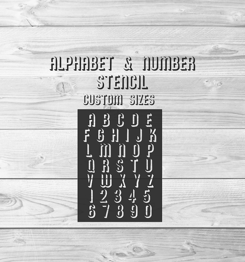 Custom Stencil Alphabet Numbers Shadow Font Reusable For Cakes Solid Uppercase Art Large Sizes Wall