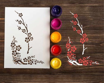 Sakura Stencil: reusable custom stencils for painting wall, sign, DIY craft, decorative stencil, tree branch , Japanese Cherry Blossoms