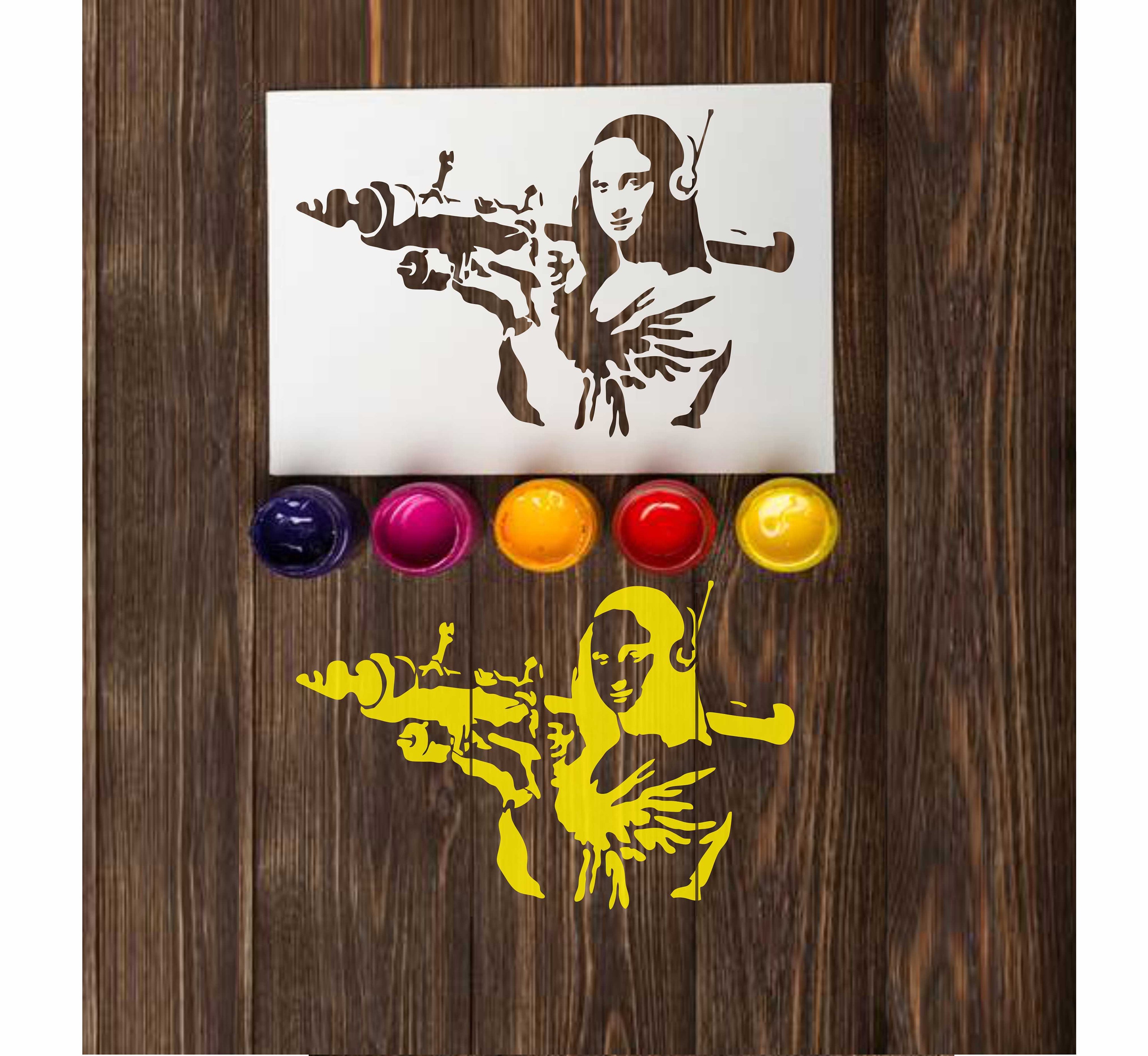 Stencil Banksy Mona Lisa Bazooka: Reusable Spray Paint Stencils