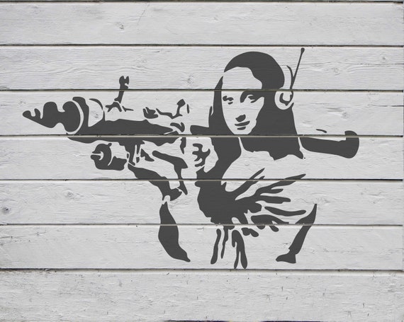 Stencil Banksy Mona Lisa Bazooka: Reusable Spray Paint Stencils for Street  Art Walls and DIY Craft Banksy Rocket Mylar Small & Big Stencils 