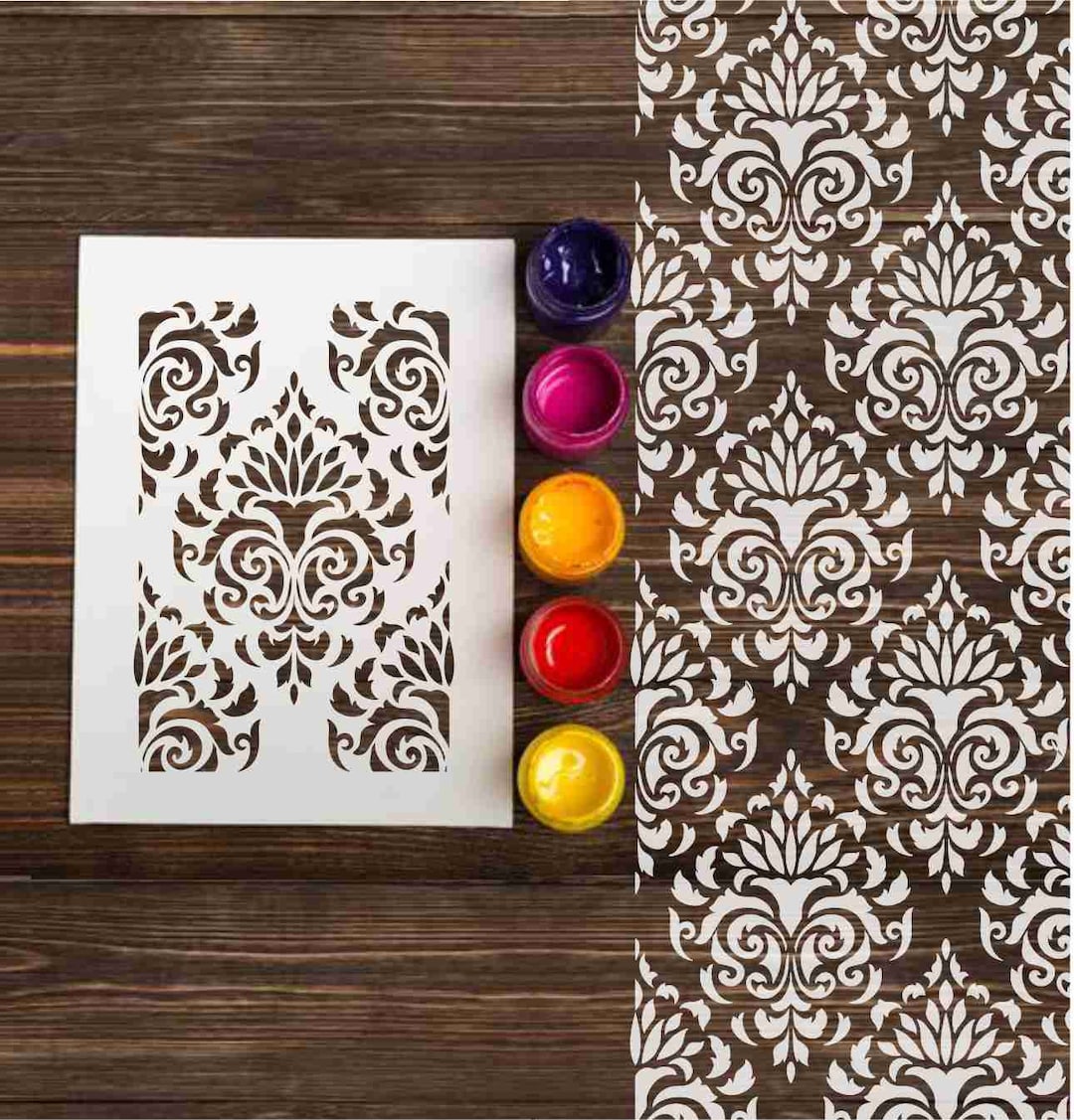 Damask Pattern Custom Stencil: Reusable Stencils for Painting, Wall Art ...