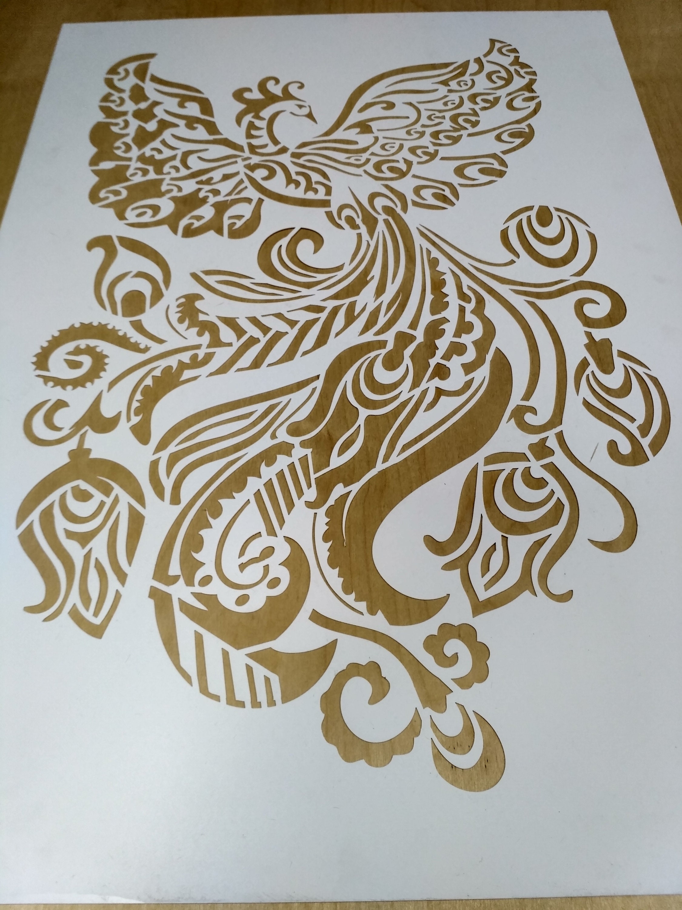 1PC Phoenix Stencils For Painting 11.8x11.8inch Reusable Firebird Drawing Stencil Template