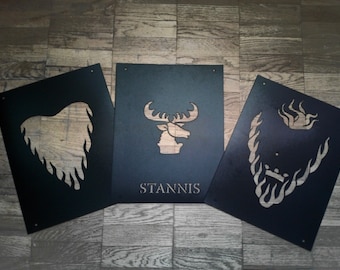 Stencils Stannis Baratheon Sigil: Set of 3 reusable plastic Stencils Wall decor Got fan Logo
