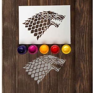 Stark Schablone: wiederverwendbare Schablone, Got Schablone, Haus Wappen Emblem, GOT Fan Geschenk