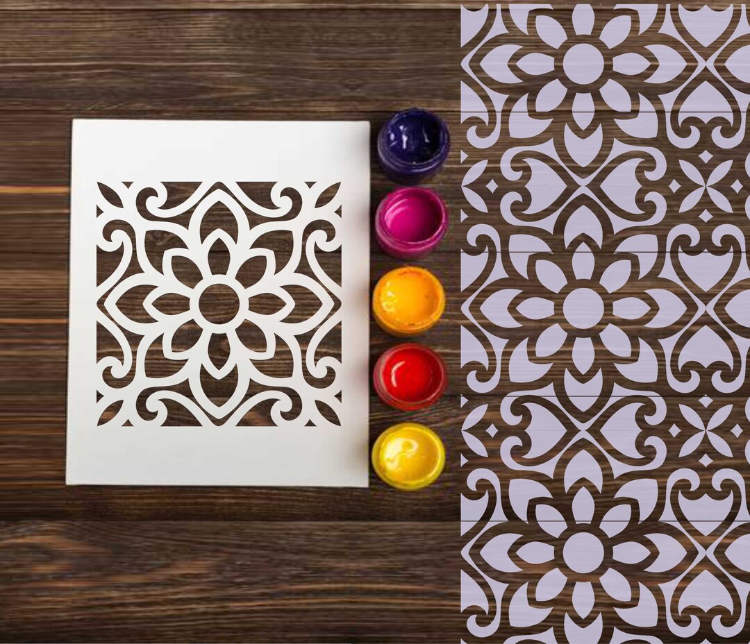 Moroccan Tile Stencil: Reusable Pattern Stencils for Painting DIY Craft ...