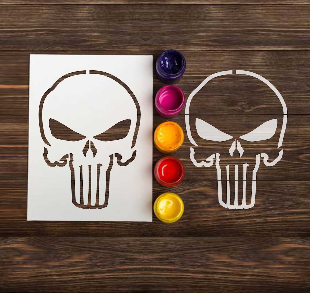 Punisher Skull Stencil Reusable Color Draw Paint Custom -  Portugal