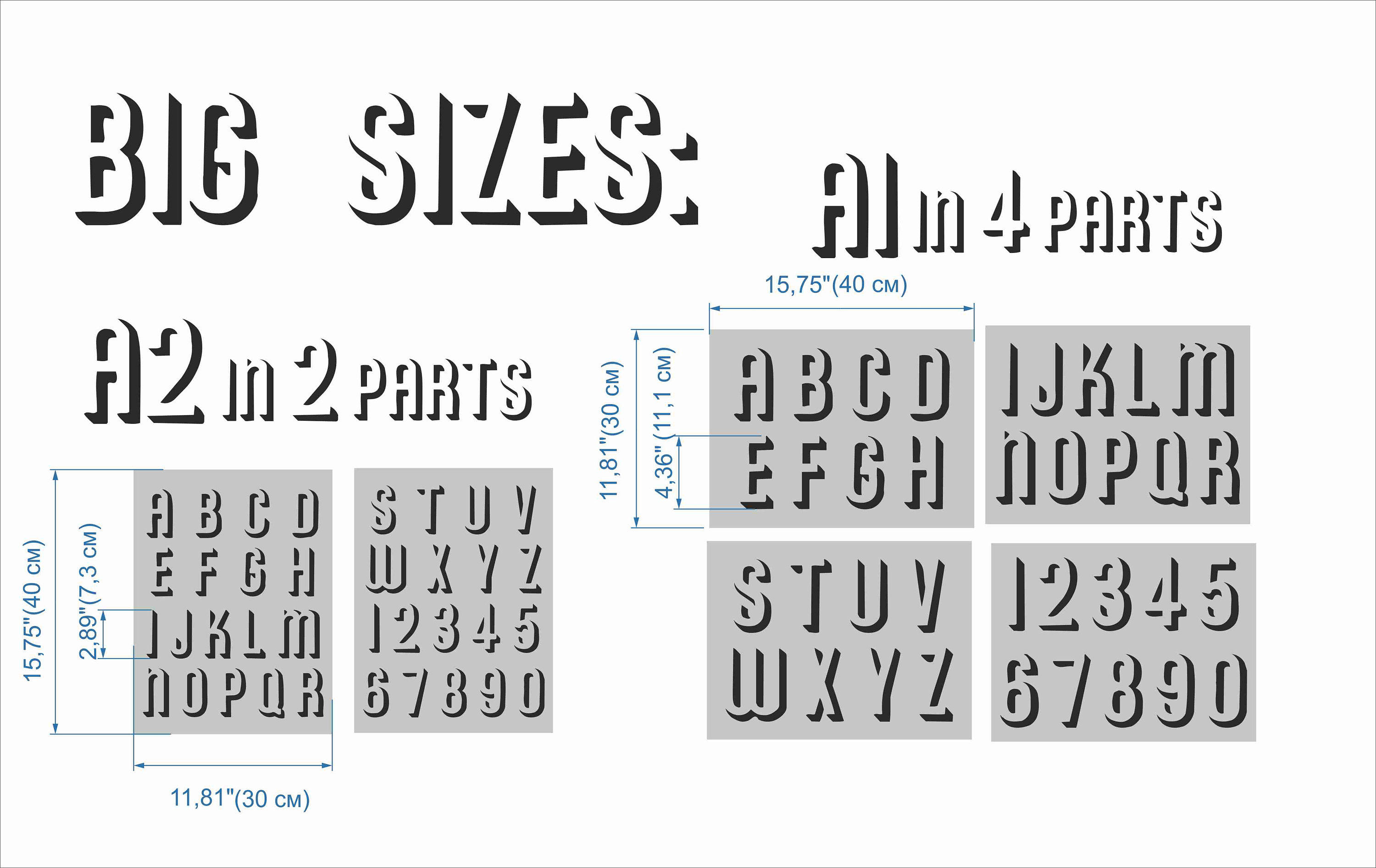 Custom Stencil Alphabet & Numbers - Shadow Font, Reusable Alphabet ...