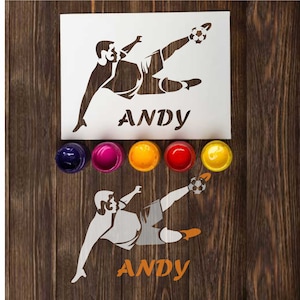Soccer stencil: custom personalized stencils, DIY craft for painting signs, cookies, cakes, wall art, Reusable football sport decoration