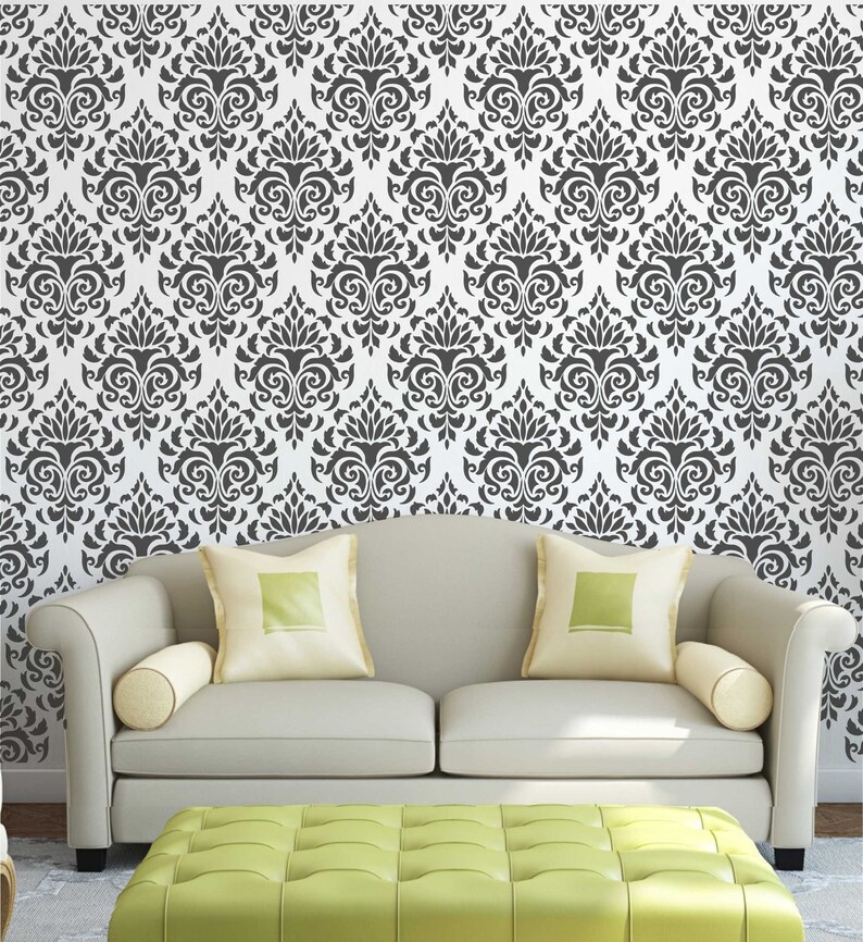 Damask Pattern Custom Stencil: Reusable Stencils for Painting, Wall Art ...
