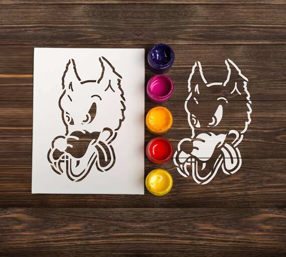 Download Grateful Dire Wolf Stencil Reusable Custom Stencils For Craft Etsy