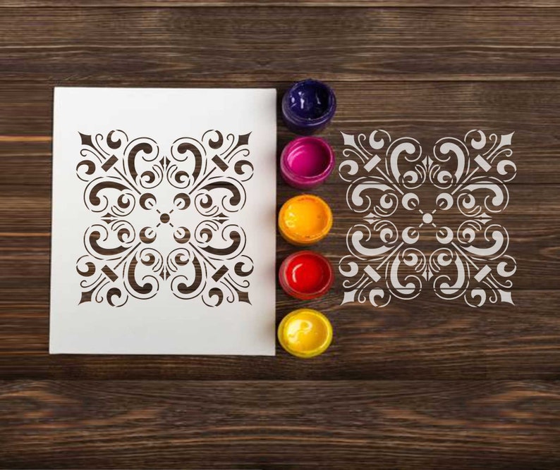 Stencil Antique Tile Reusable Custom Stencils for Painting Etsy