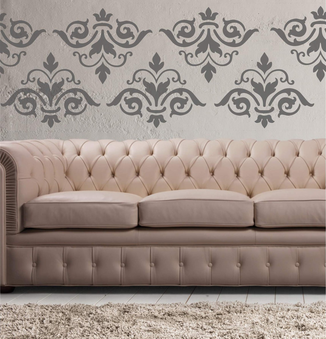 Damask Wall Stencil: Reusable Stencils for Painting, Decor, DIY Craft ...