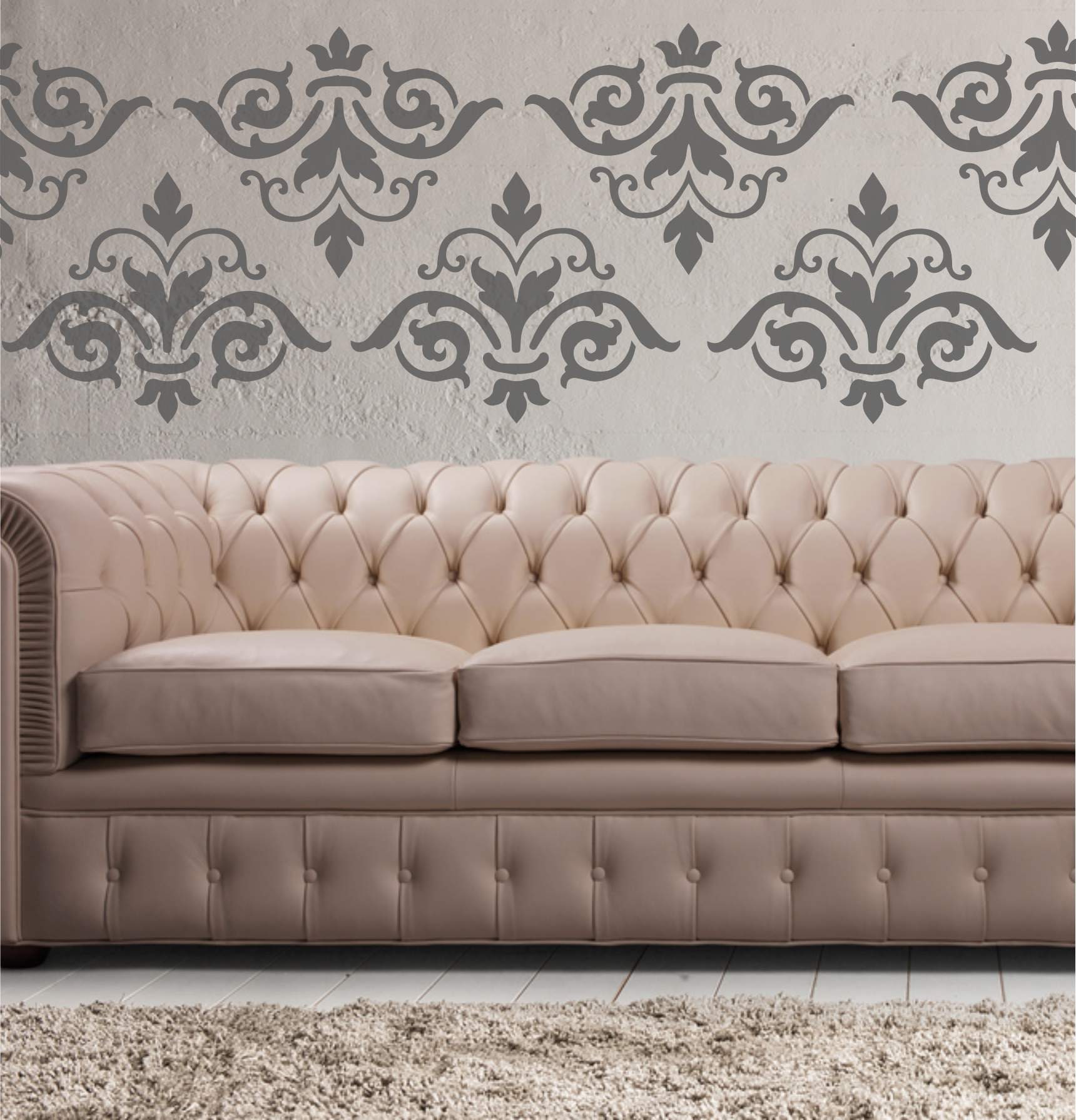 Damask Wall Stencil: Reusable Stencils for Painting, Decor, DIY Craft ...