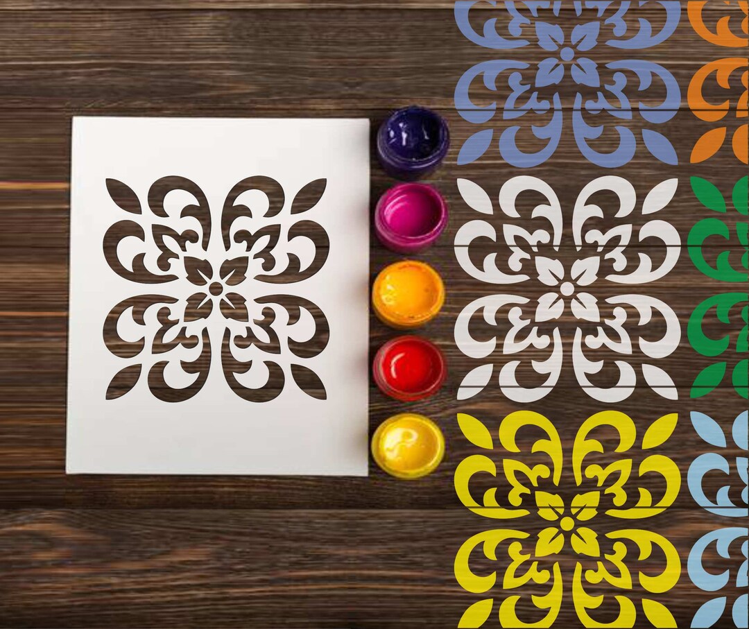 Tile Stencil: Reusable Plastic Stencils for Painting Wall Decor DIY ...