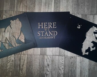 Stencils Mormont Sigil:  Set of 3 reusable plastic stencils for painting Stencils Wall decor Got fan gift, Here We Stand