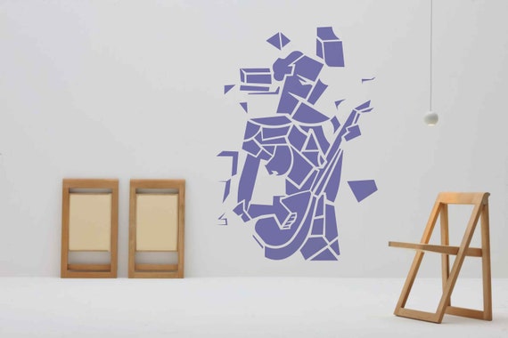 Stencil for art Girl With Mandolin Picasso Cubism reusable custom stencils for DIY Craft small and large wall mylar stencils for painting