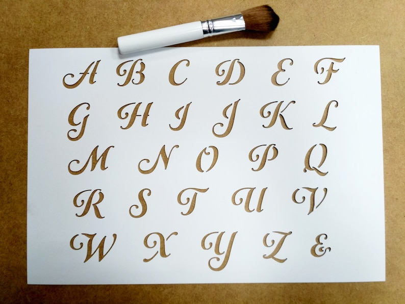 Stencil Script Alphabet Capital Letters Reusable Craft | Etsy