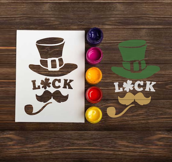 Luck Leprechaun Stencil: Reusable custom stencils for St Patricks Day decor, painting, craft supplies, PYO cookie, wall art, wooden signs