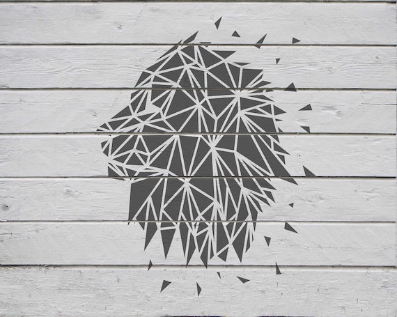 Lion Geometric Stencil: Reusable Custom Stencil for Painting and Craft,  Large Wall Stencils Mylar Home Decor Lion Head Modern Safari Animal 