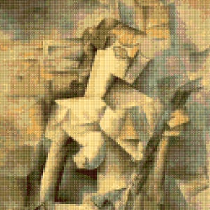 Picasso Girl with a Mandolin 1910 Cross Stitch pattern PDF - EASY chart with one color per sheet And traditional chart! Two charts in one!