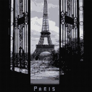 Tour Eiffel des années 1920 Paris France Motif de point de croix PDF - Tableau FACILE avec une couleur par feuille ET tableau traditionnel ! Deux cartes en une !
