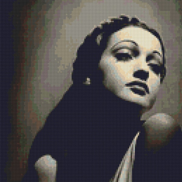 Dorothy Lamour Cross Stitch pattern PDF - EASY chart with one color per sheet And traditional chart! Two charts in one!