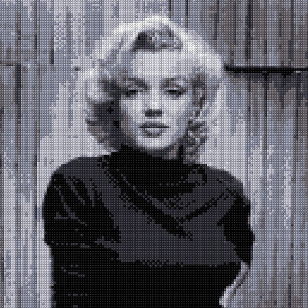 Marilyn Monroe Portrait Cross Stitch pattern PDF - EASY chart with one color per sheet And traditional chart! Two charts in one!
